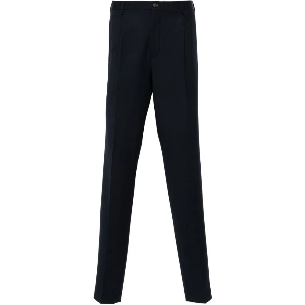 Incotex Middernachtblauwe Wolmix Slim Fit Blue Heren