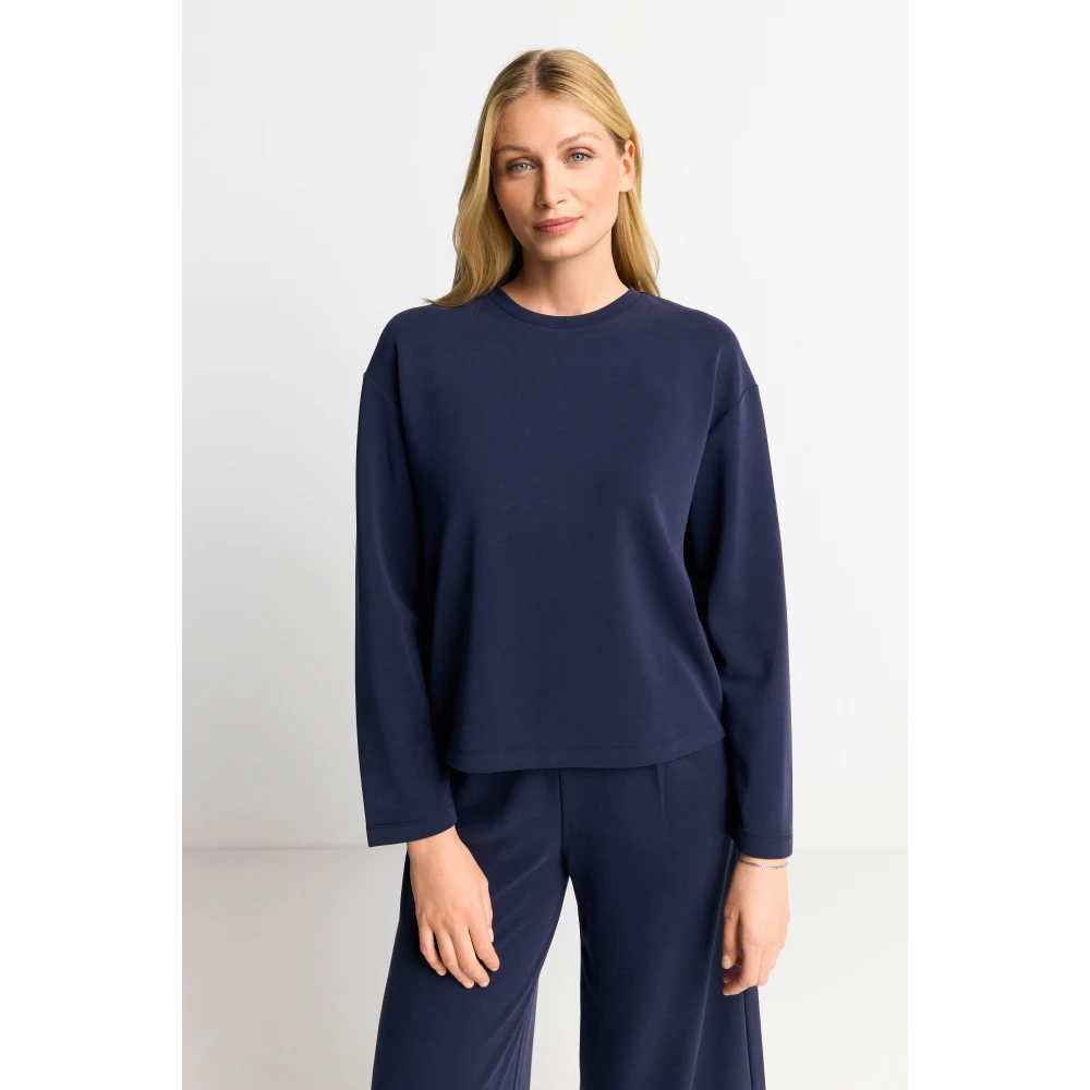 Rich & Royal Zachte Crew Neck T-Shirt Blue Dames