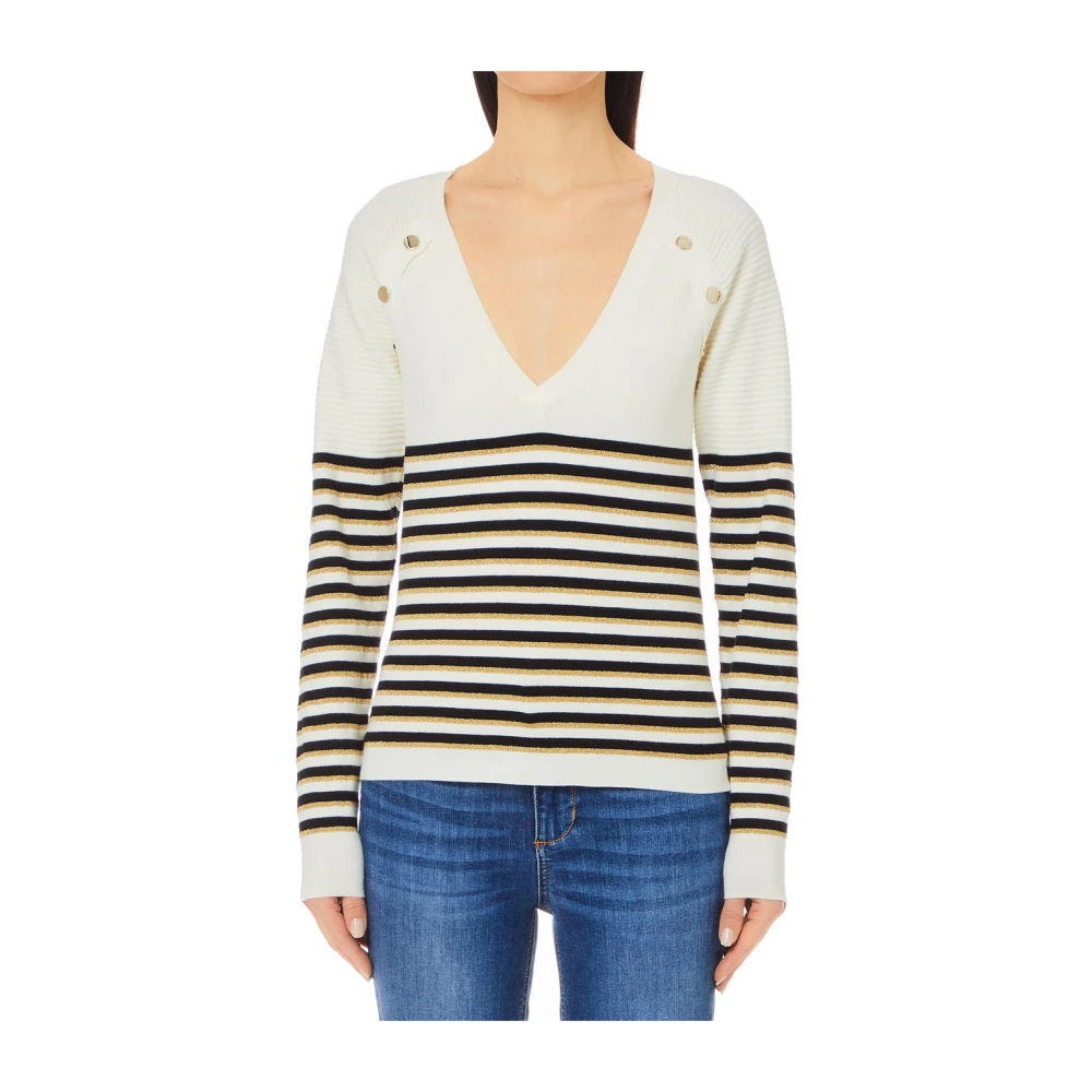 Liu Jo Witte V-hals Trui Multicolor Dames