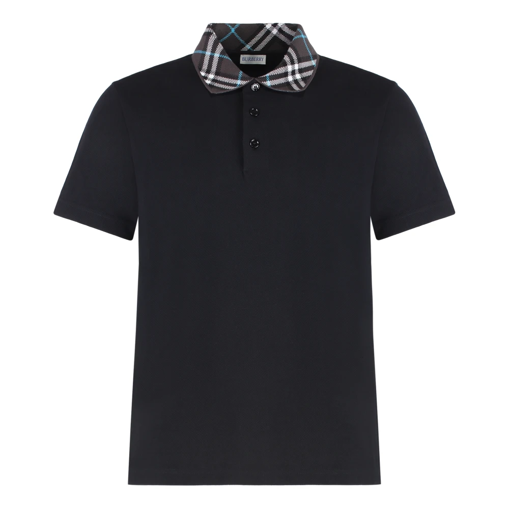 Burberry Katoenen Polo Shirt met Contrasterende Kraag Black Heren