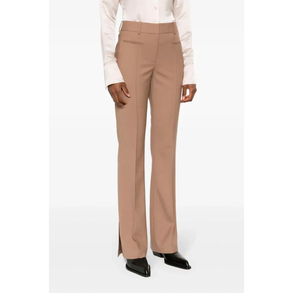 Helmut Lang Bruine Flared Broek met Decoratieve Stiksels Brown Dames