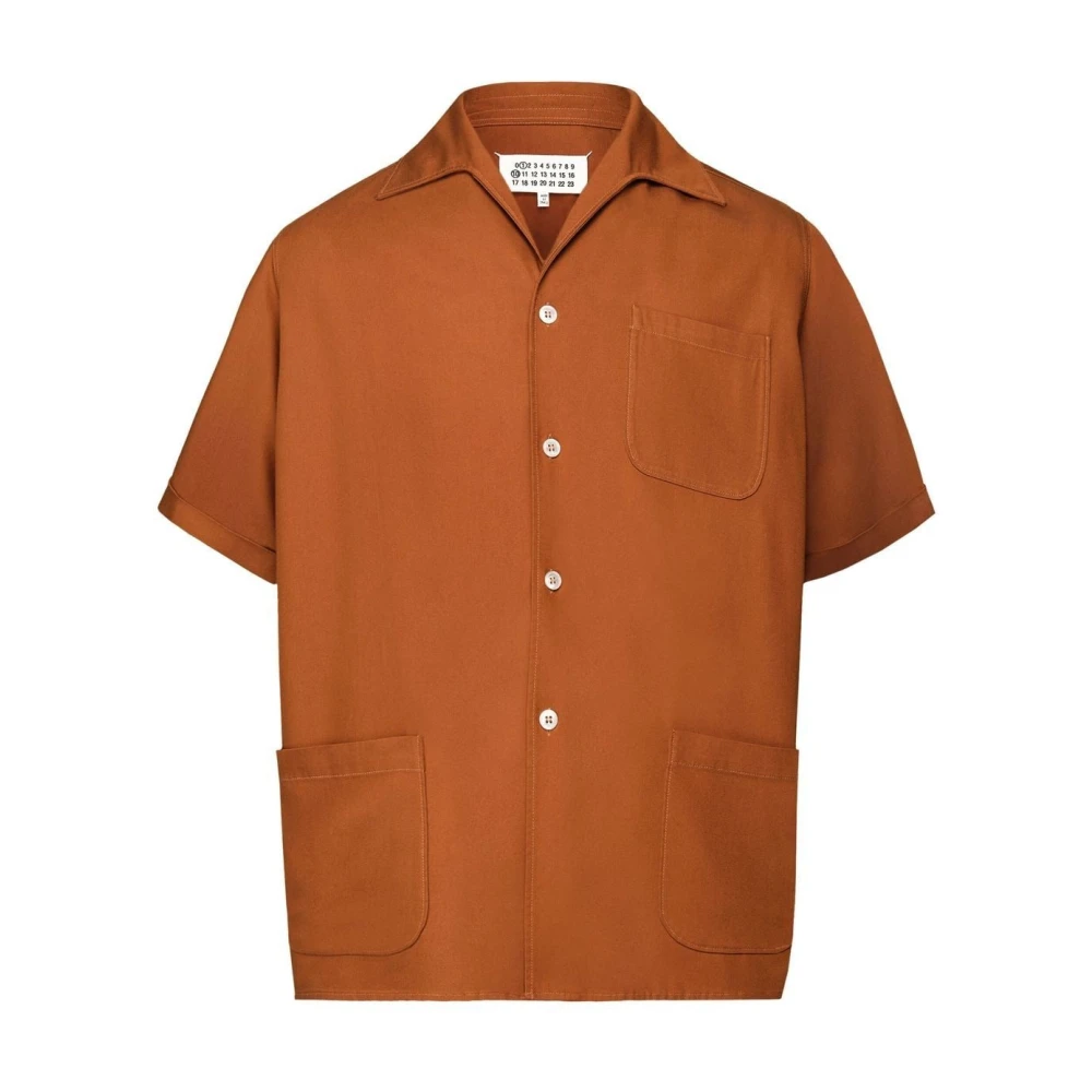 Maison Margiela Oranje Bronzen Korte Mouw Overhemd Brown Heren