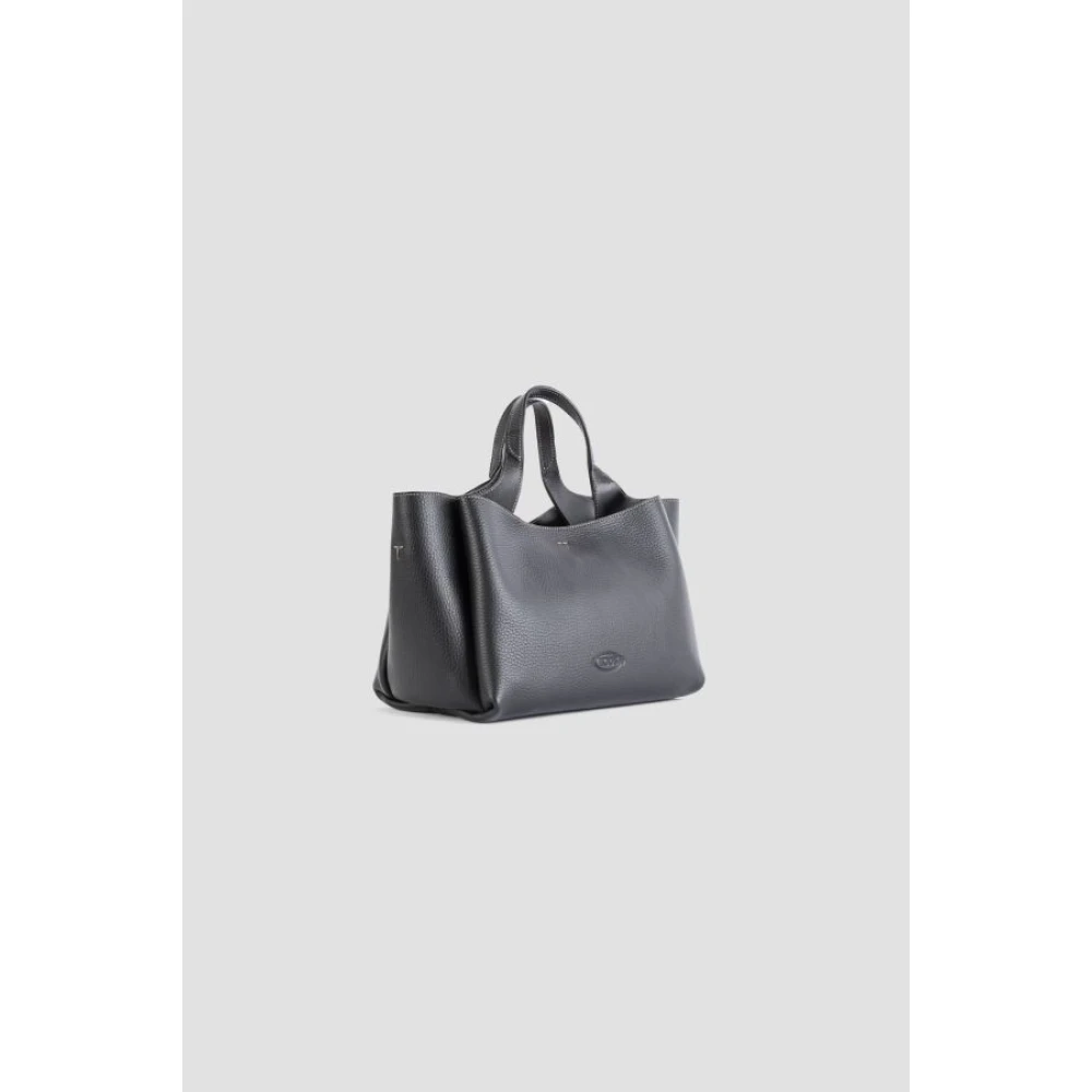 TOD'S Zwarte leren mini tas met T-logo Black Dames