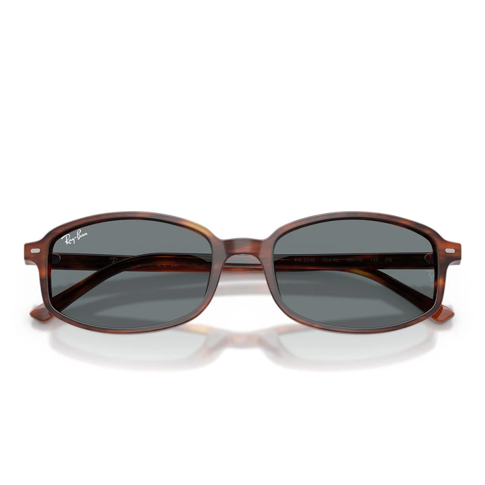 Ray-Ban Sunglasses Sam - Striped Havana Frame Blue Lenses 56-19, RB2232 - Image 5