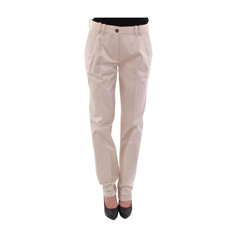 Dolce & Gabbana Women's Beige Cotton Pleated Trousers Stylish