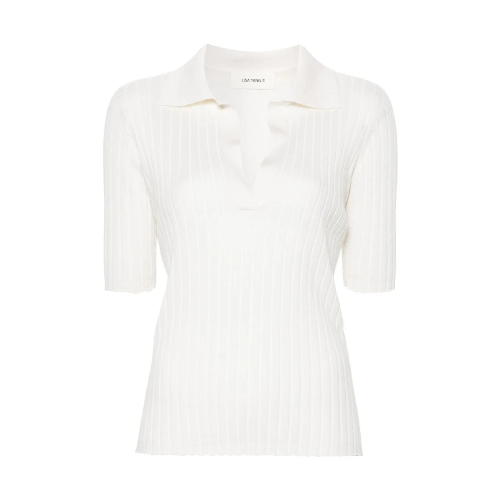 Lisa Yang Ivoor Wit Kasjmier Geribbeld Gebreide Sweater White Dames