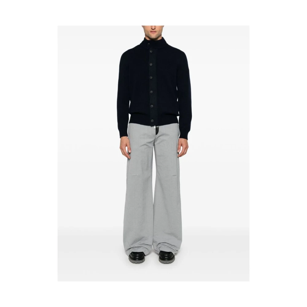 La Fileria Navy Blauw Wollen Gebreid Jack Blue Heren
