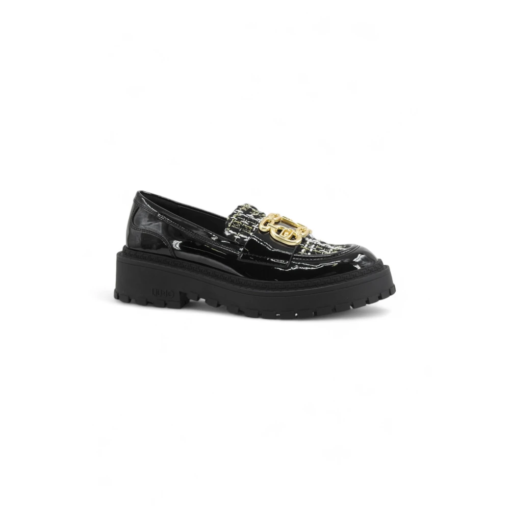 Liu Jo Women's Black Loafers With Bouclé Insert