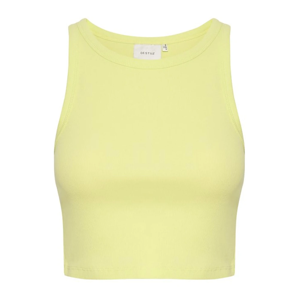 Gestuz Solig Lime Ribbad Crop Top Yellow, Dam