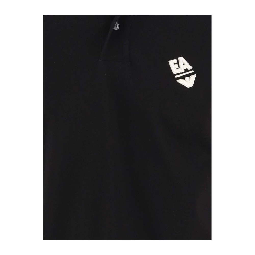 Emporio Armani Zwarte Katoenen Poloshirt Geborduurd Logo Black Heren