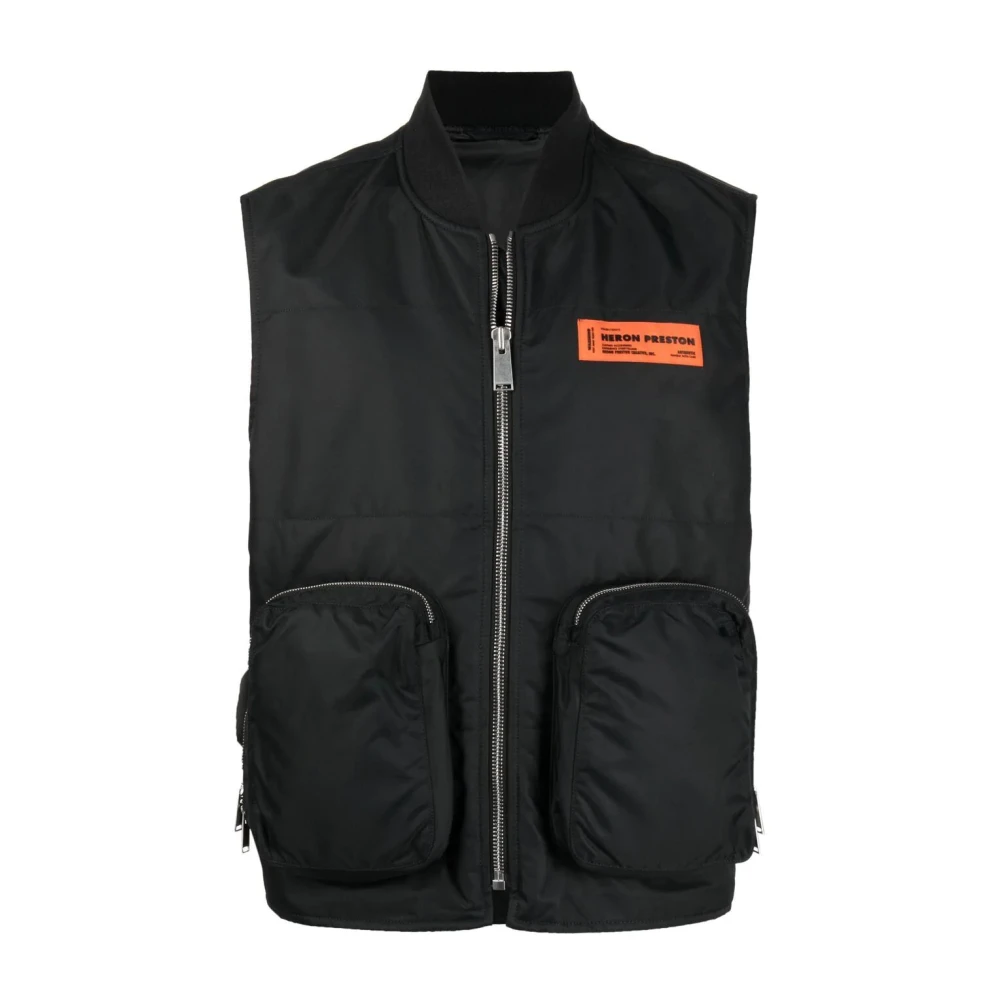Heron Preston Men's Black Zip Pocket Vest Jacket