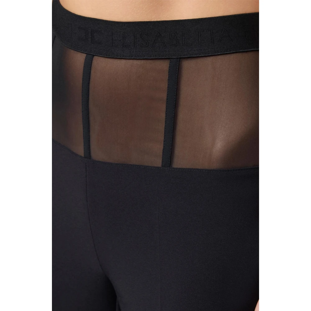 Elisabetta Franchi Zwarte Tule Inzet Jurk met Logo Black Dames