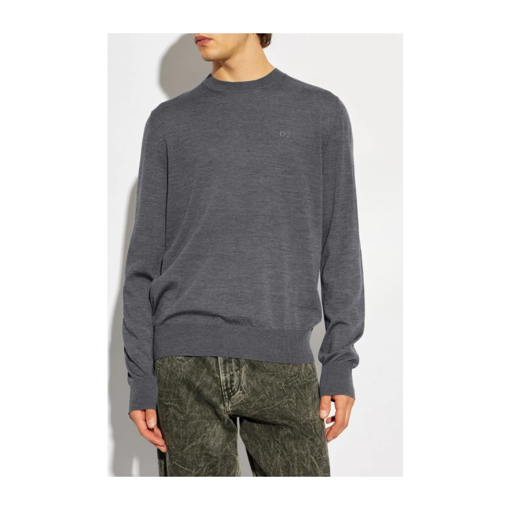Dsquared2 Grijze Varen Wol Gebreide Trui Gray Heren