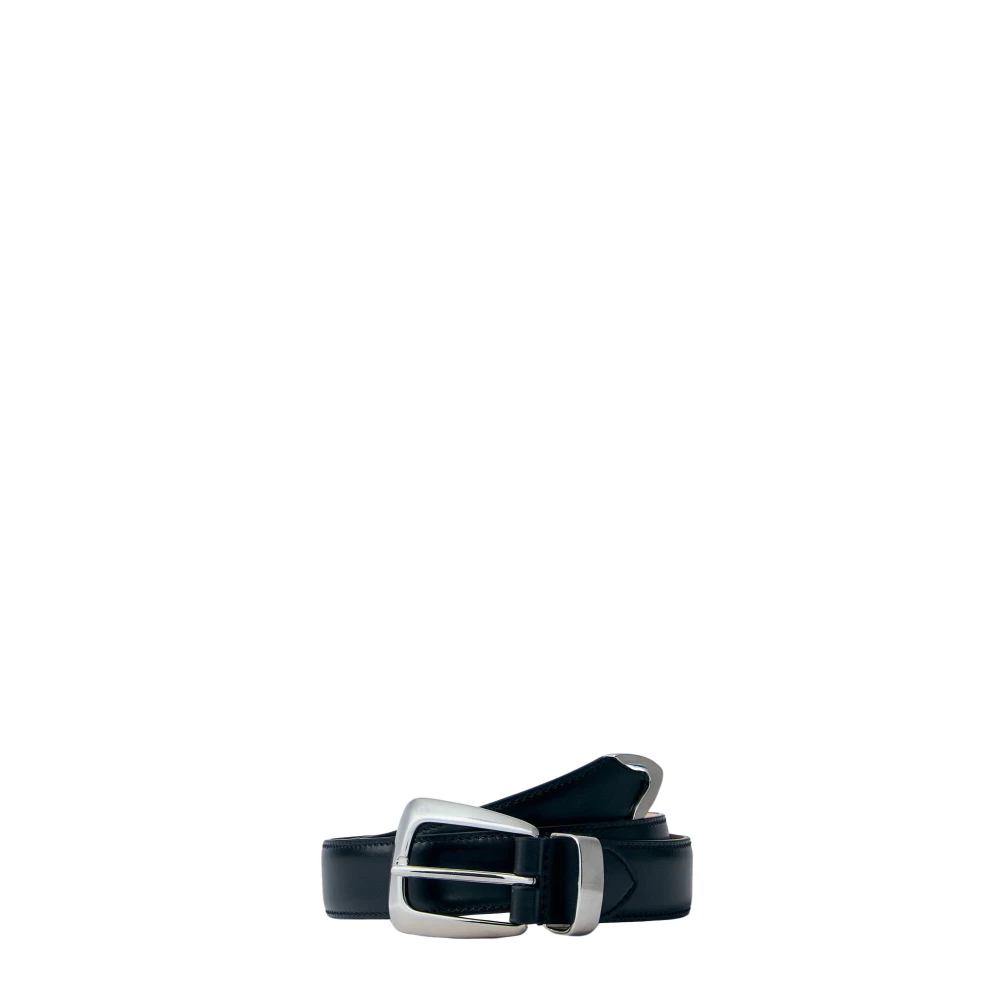 Khaite Women's Black Smooth Leather Belt With Silver Hardware - Belts - 90 Cm - Accessories
