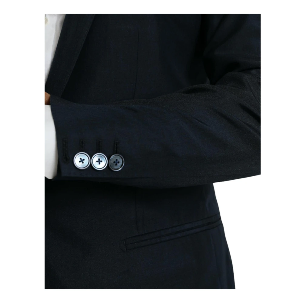 Dolce & Gabbana Blauwe Notch Jas Blazer Slim Fit Blue Heren
