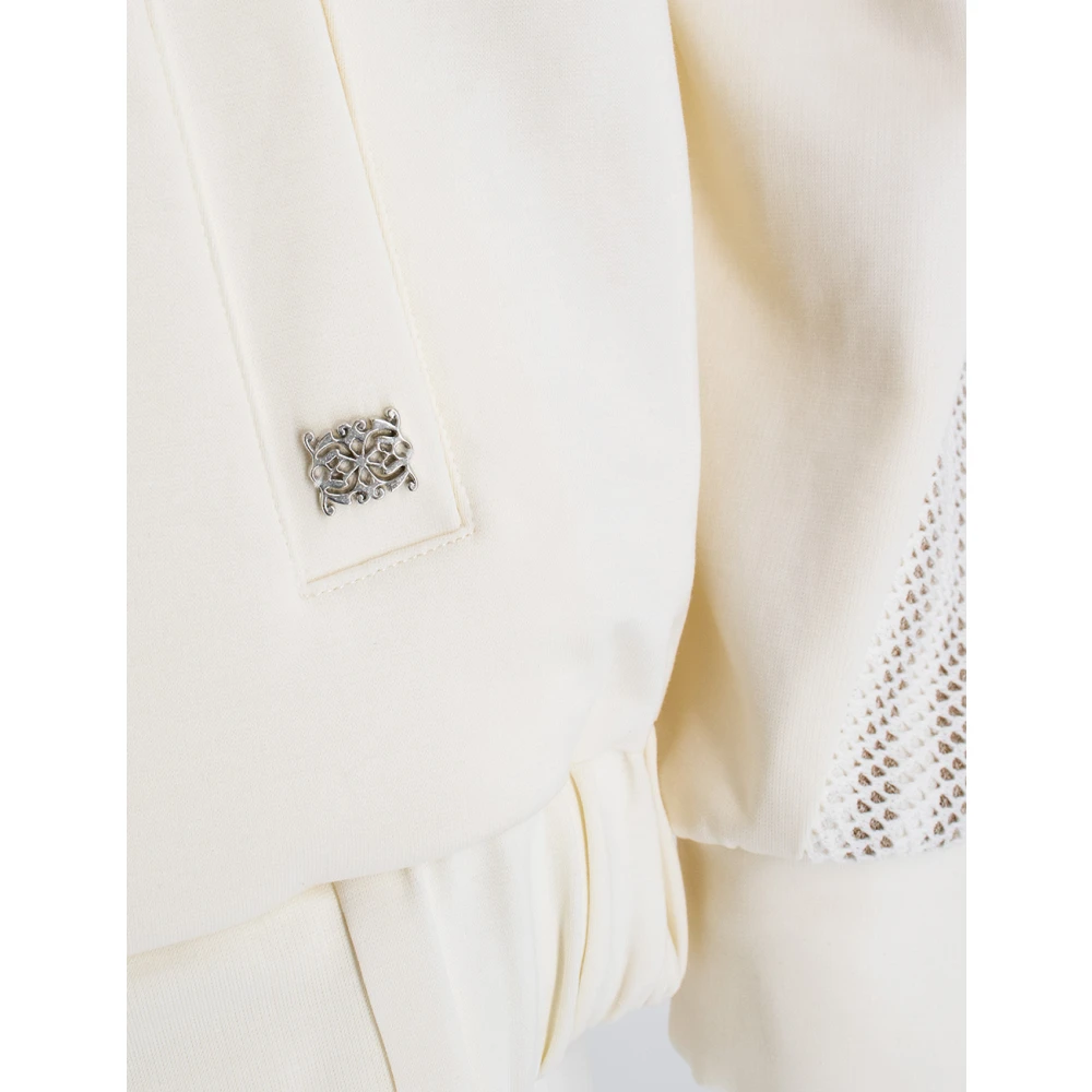 Panicale Contrast Hooded Katoenen Sweatshirt Beige Dames