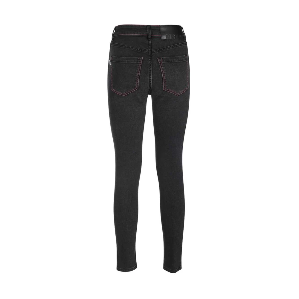 Msgm Contraststiksels Denim Jeans Black Dames