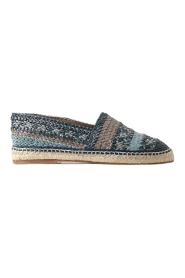 Blå Grå Läder Buffalo Espadrille Skor