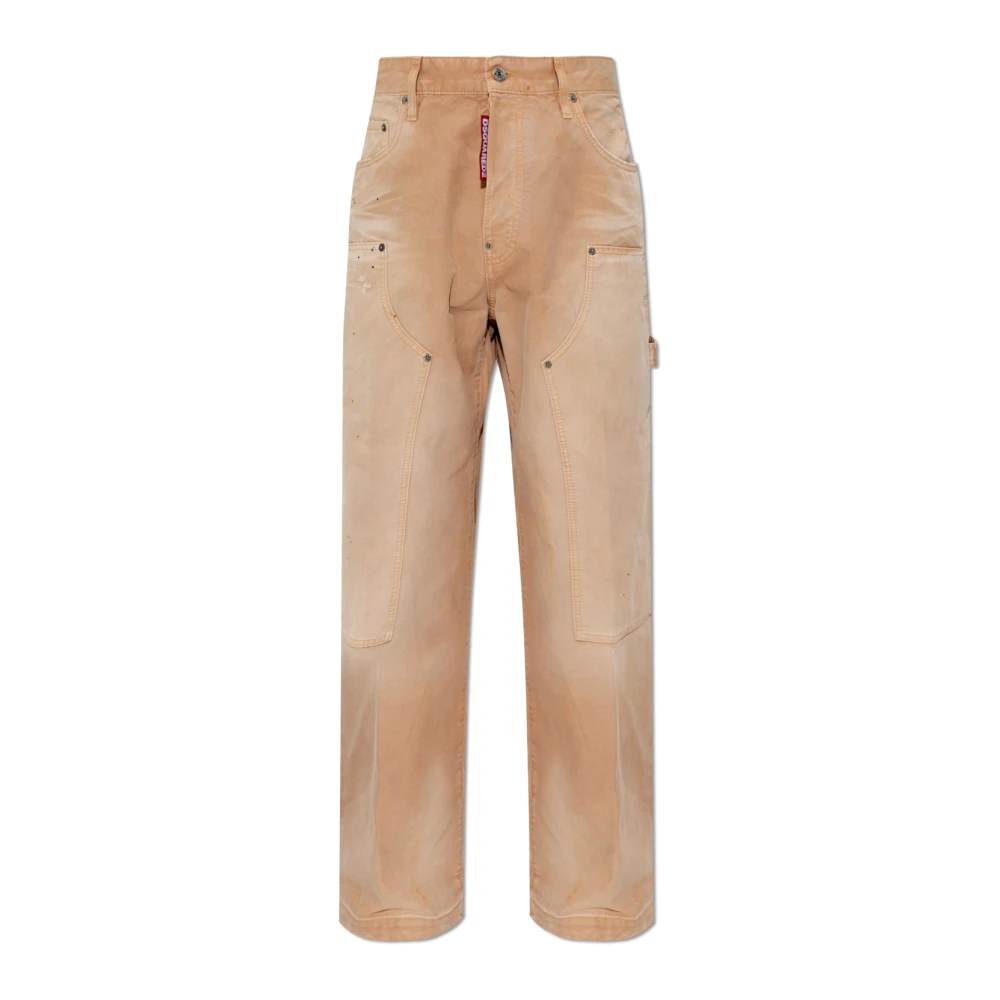 Dsquared2 Men's Beige Wide Trousers, L, Cargo Trousers