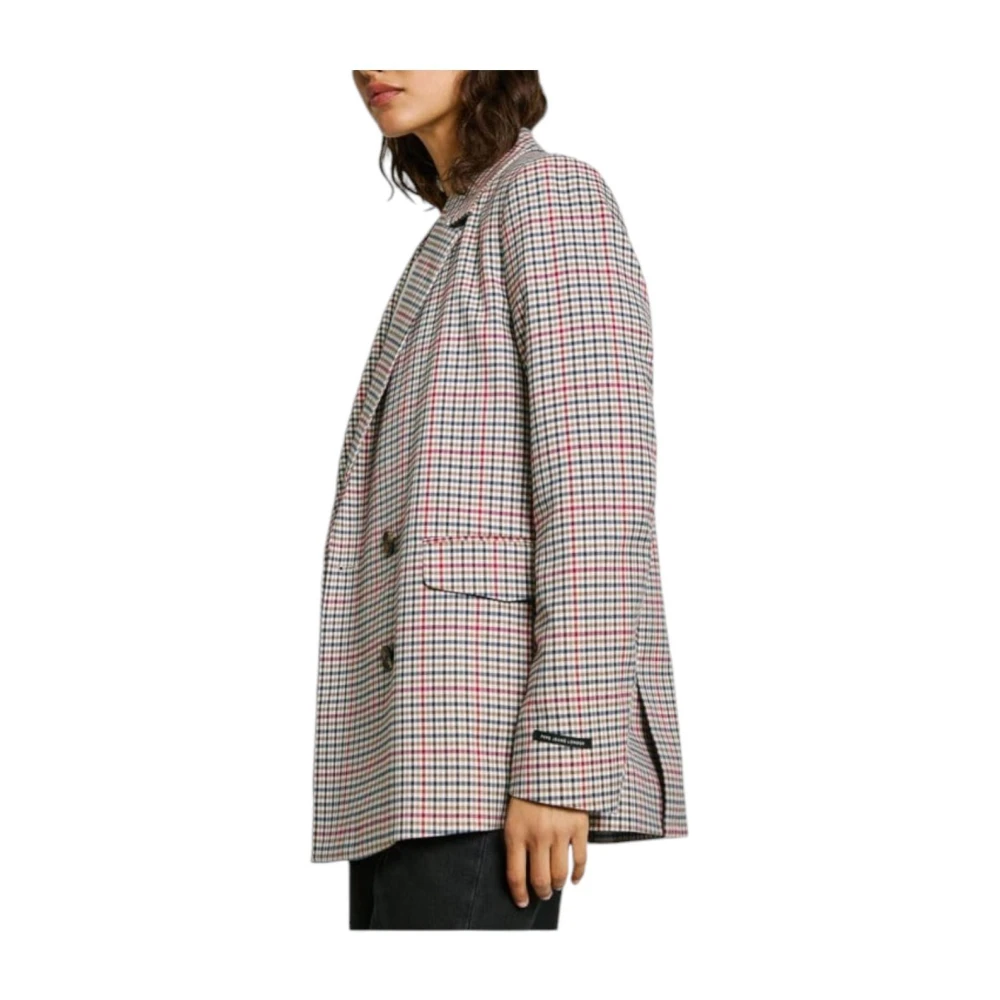 Pepe Jeans Houndstooth Blazer Jas Verhoog Stijl Multicolor Dames