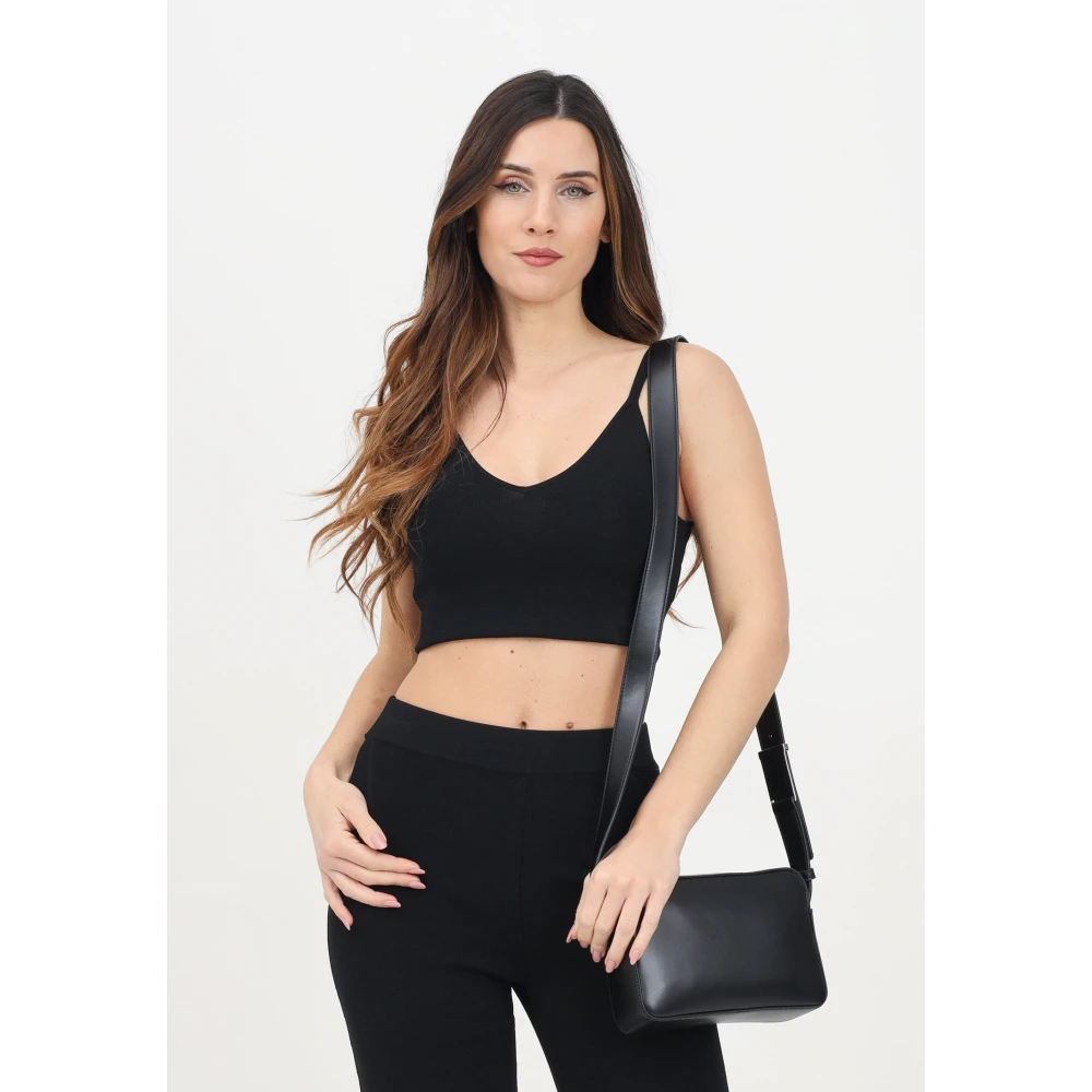 Calvin Klein Jeans Zwarte V-hals Top Slim Fit Black Dames