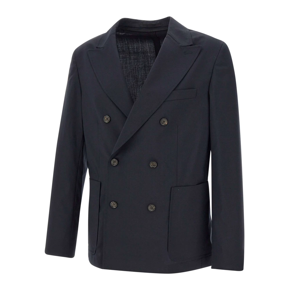 Paolo Pecora Middernachtblauwe Wollen Blazer Blue Heren
