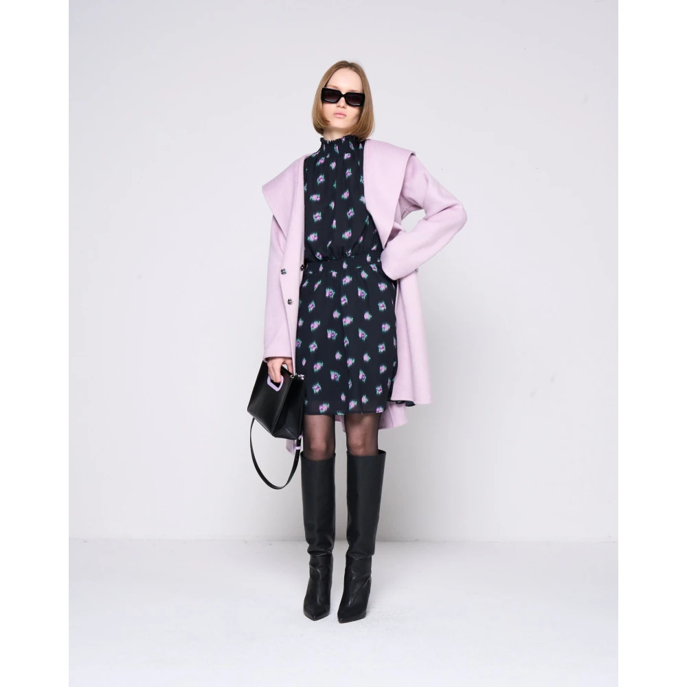 Silvian Heach Doorschijnende Mouw Patroon Jurk Blue Dames