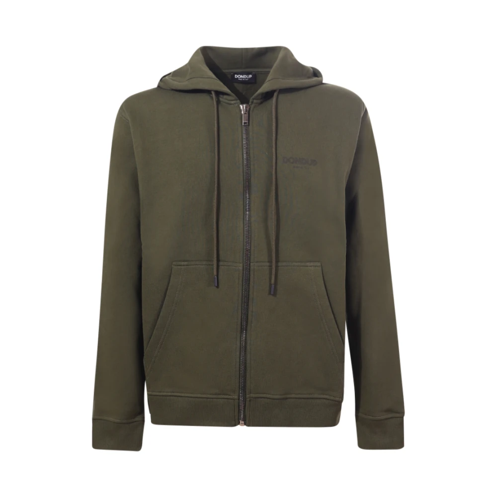 Dondup Groene hoodie met rits en logo Green Heren