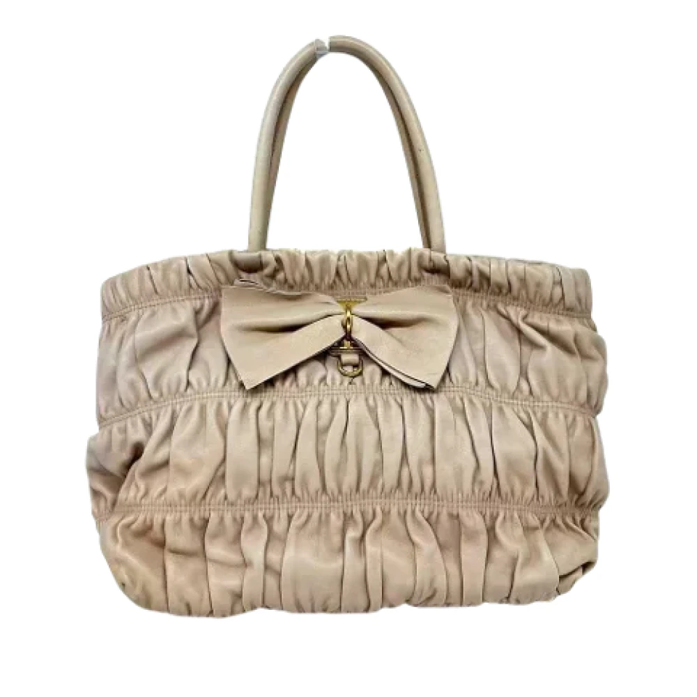 Prada Vintage Pre-owned Leather handbags Beige Dames