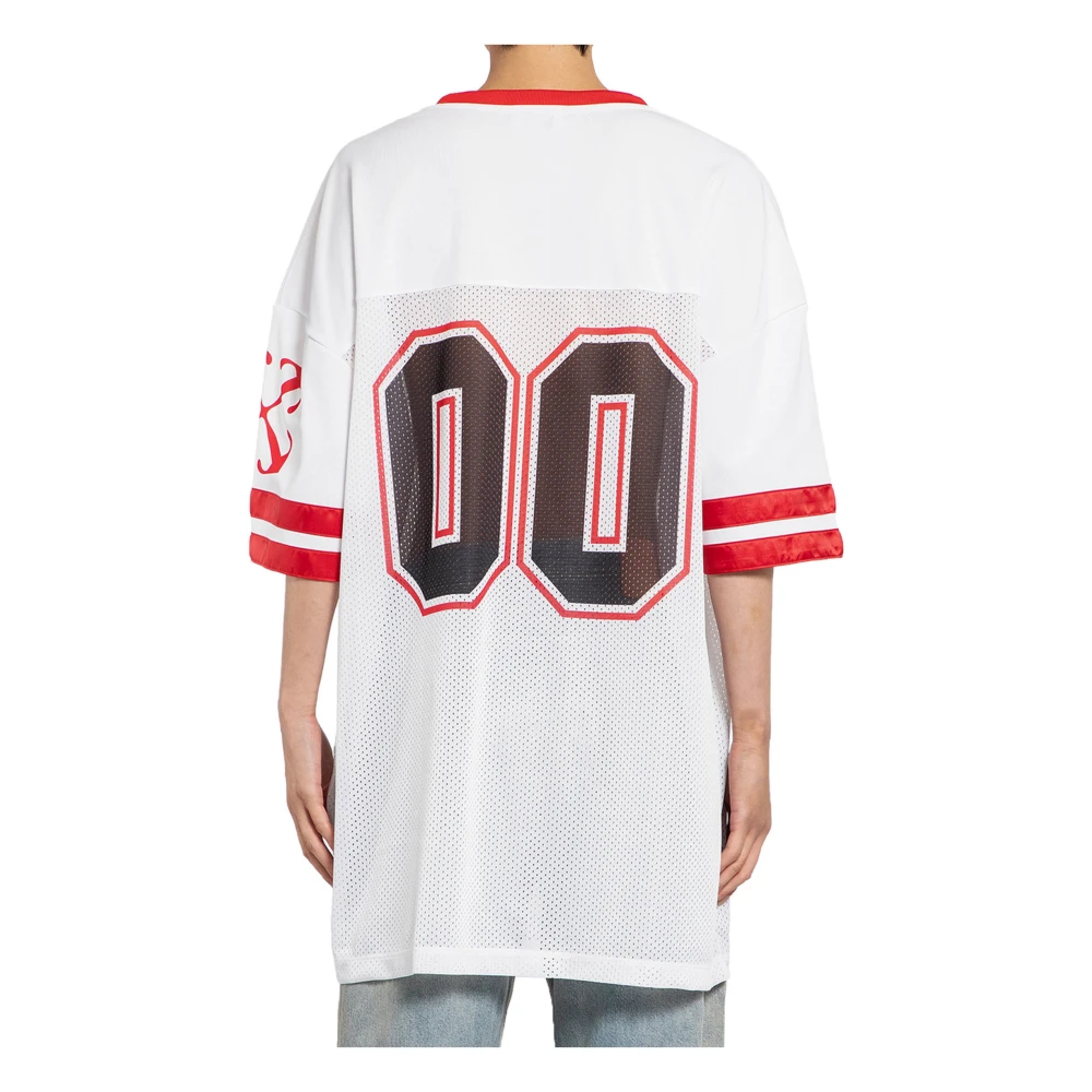 Off White Gothic Logo Voetbal Mesh Tee White Heren