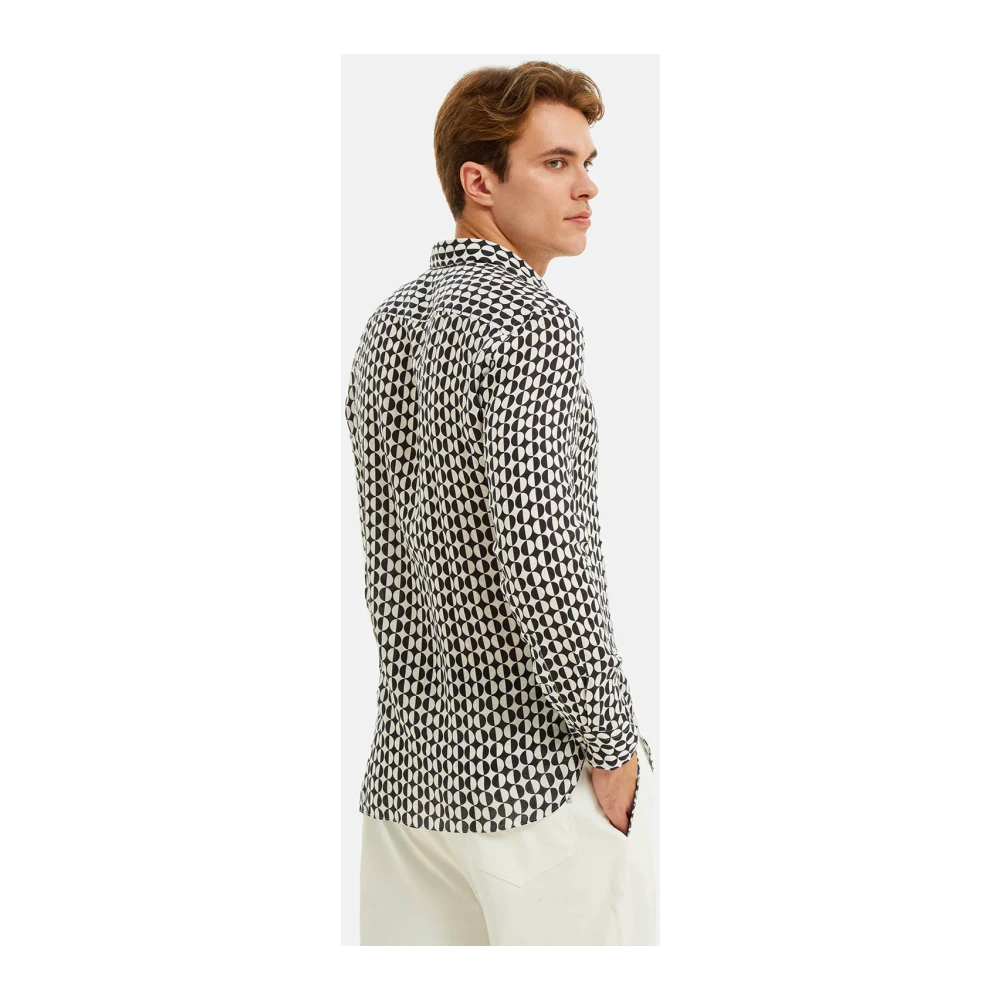 Peninsula Mediterrane Tegelprint Linnen Overhemd Multicolor Heren