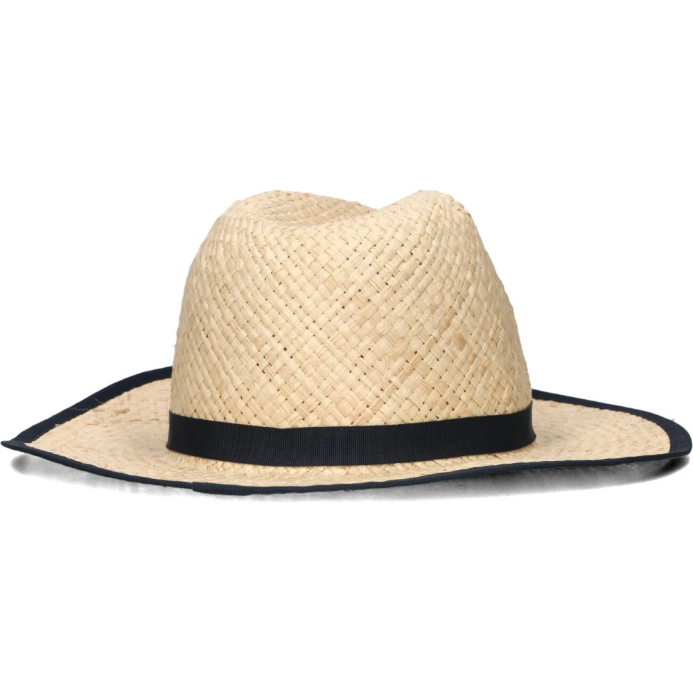 Tommy Hilfiger Strand Zomer Stro Fedora Hoed Beige Dames