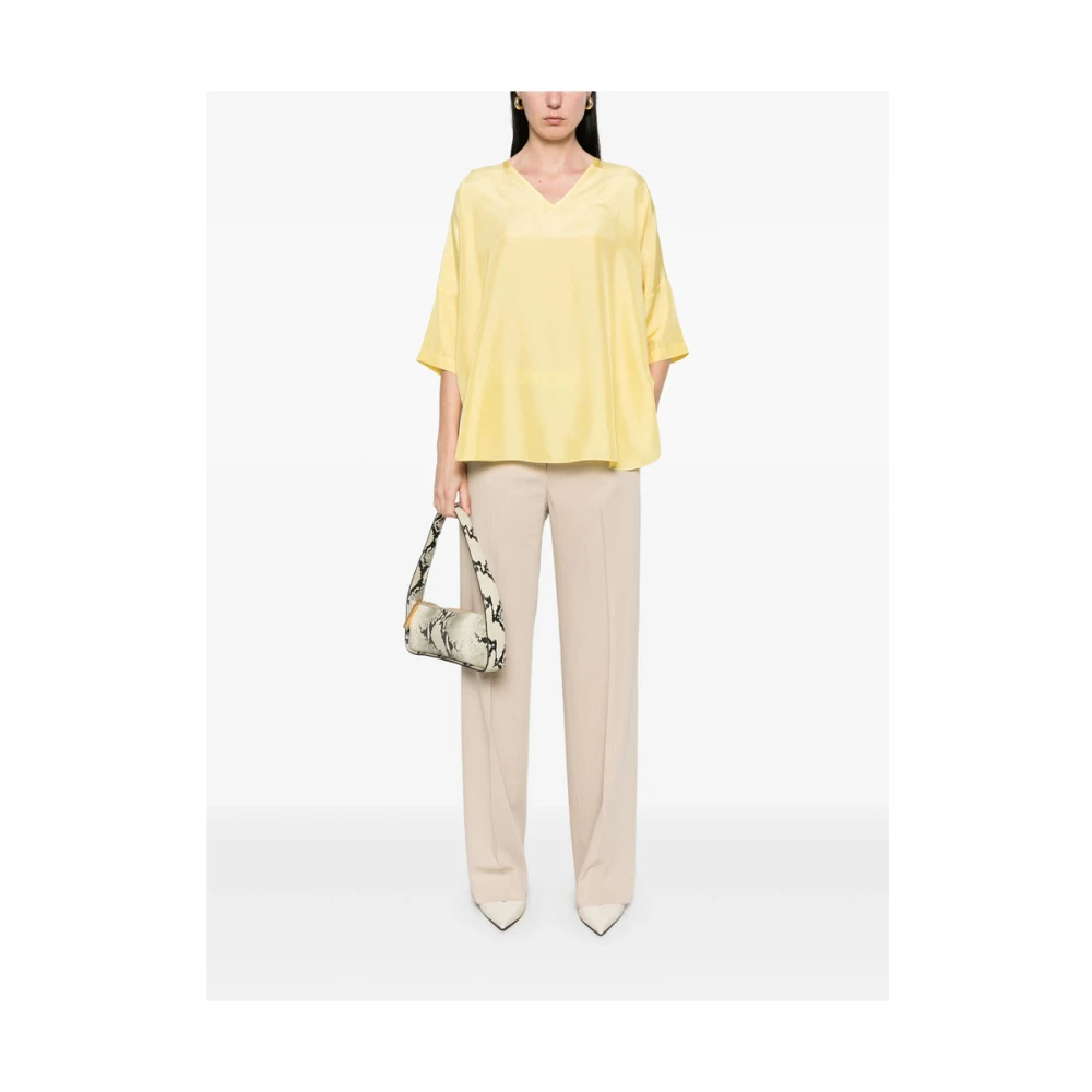 Antonelli Firenze Jasmijn Gele V-hals T-shirt Yellow Dames