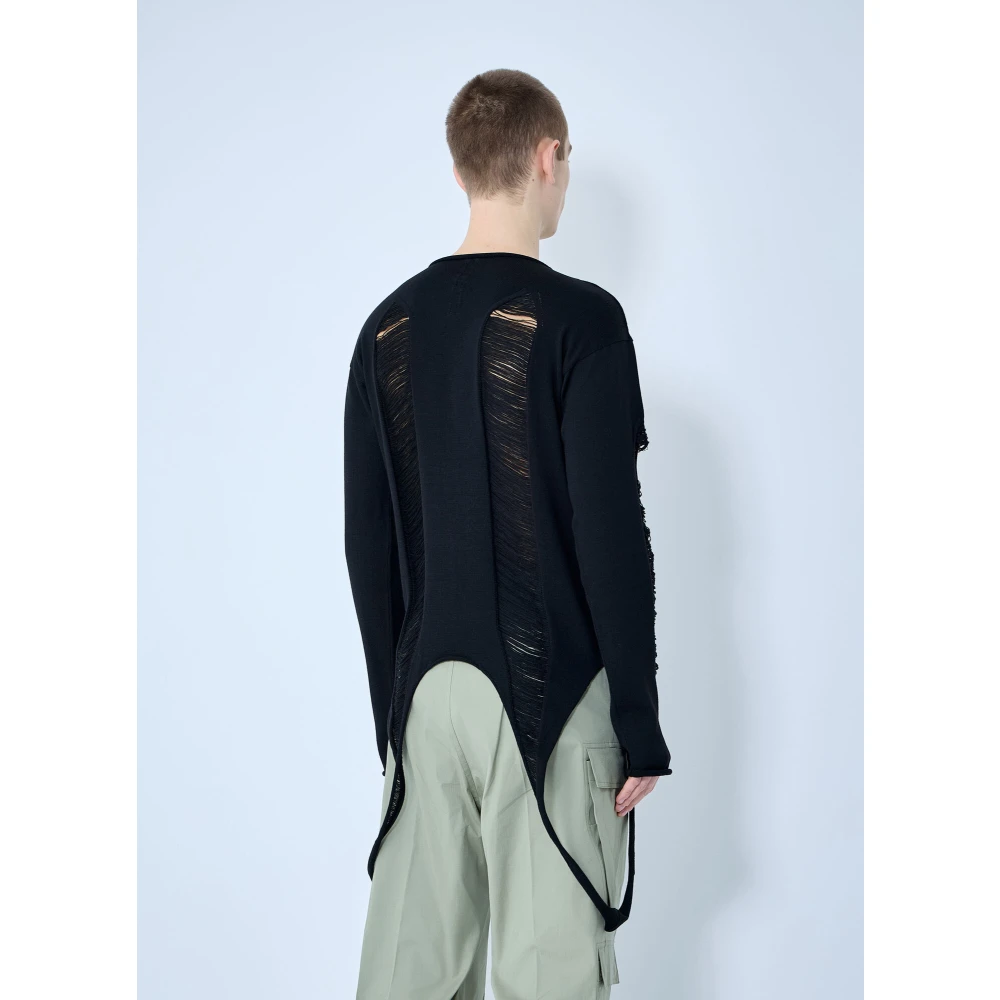 Rick Owens Gebreide Crewneck Sweater Black Heren
