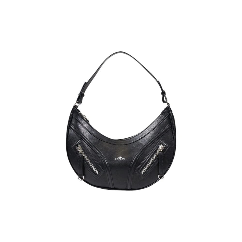 Replay Zwarte Polyester Handtas met Polyurethaan Details Black Dames