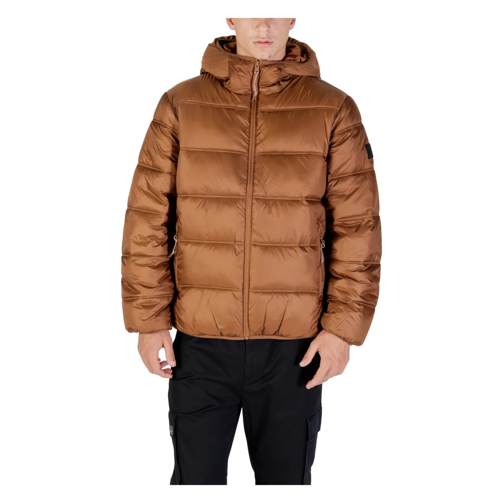 Tommy Jeans Men's Brown Hooded Logo Puffer Jacket - Winter Jackets - L - Jackets