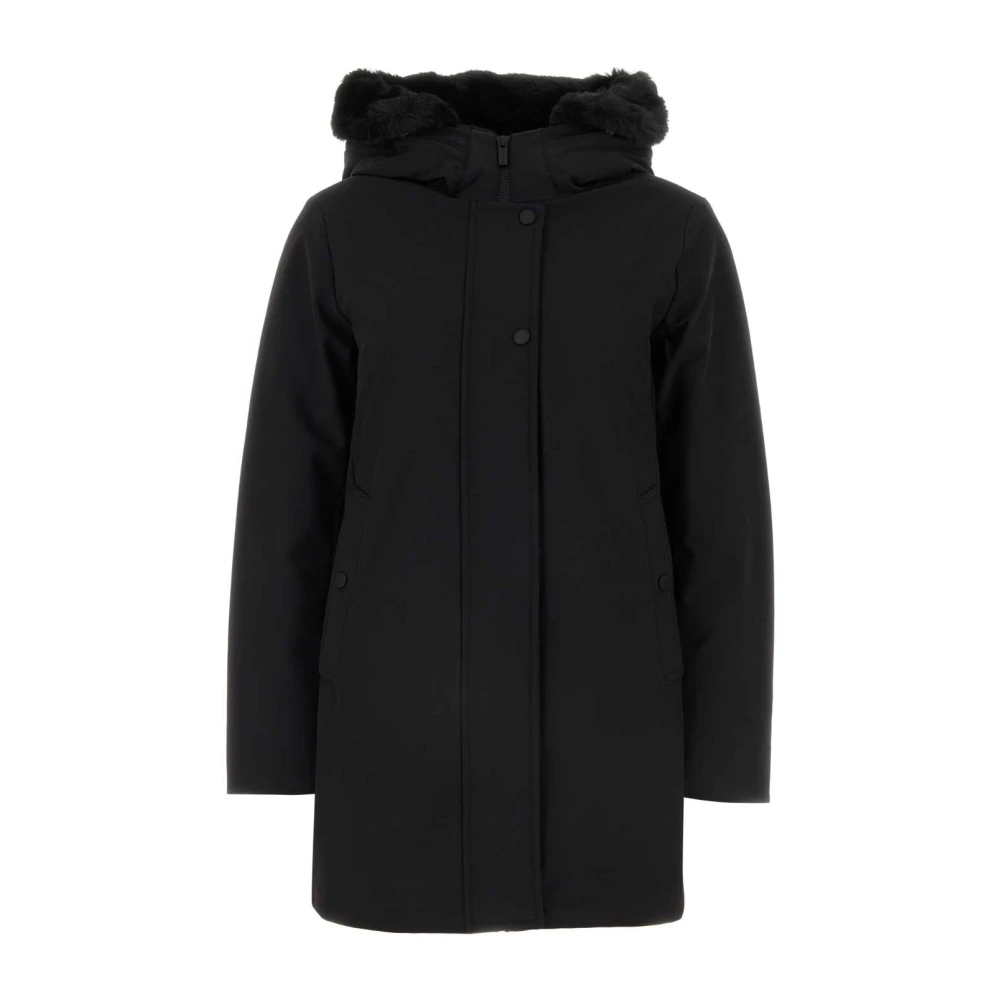 Woolrich Zwarte Parka Jas met Gewatteerd Ontwerp Black Dames