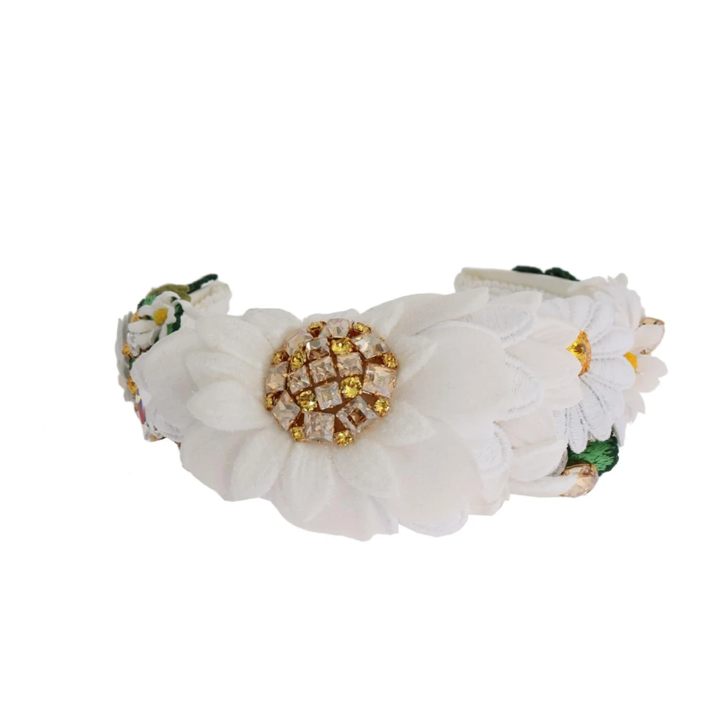 Dolce & Gabbana Stunning Margherite Solros Kristall Hårband White, Dam