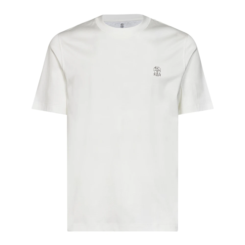 Brunello Cucinelli White Jersey T-Shirt With Logo - Male - T-Shirts - S - Tops