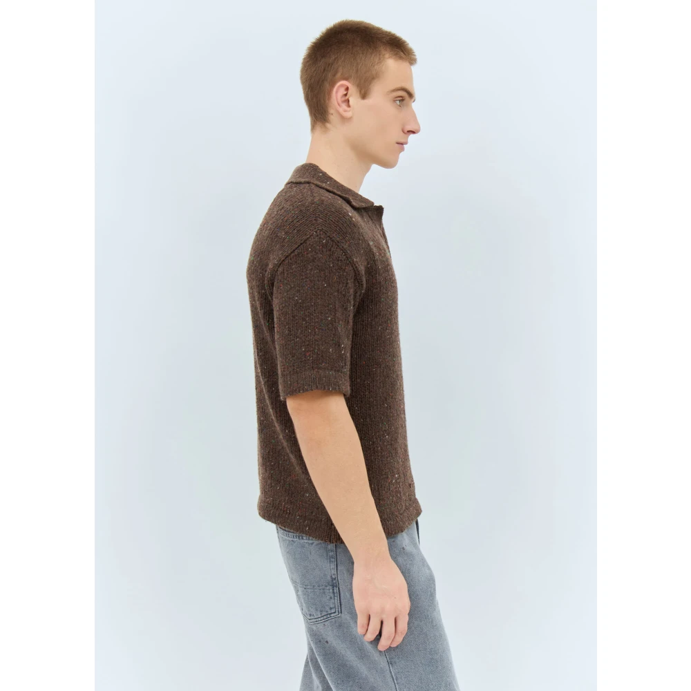 ERL Gebreide Polo Shirt Brown Heren