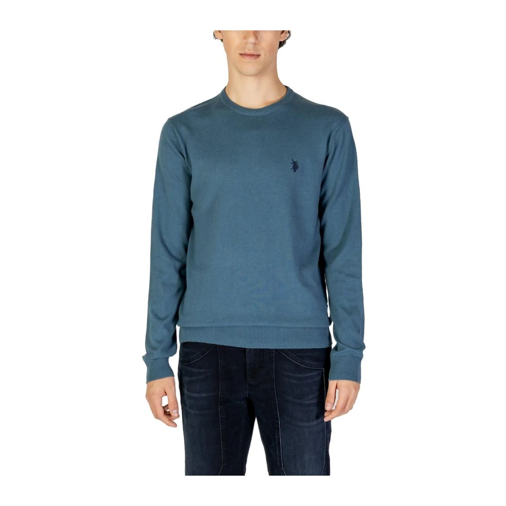 U.s. Polo Assn. Blå Cashmere Stickad Tröja Blue, Herr