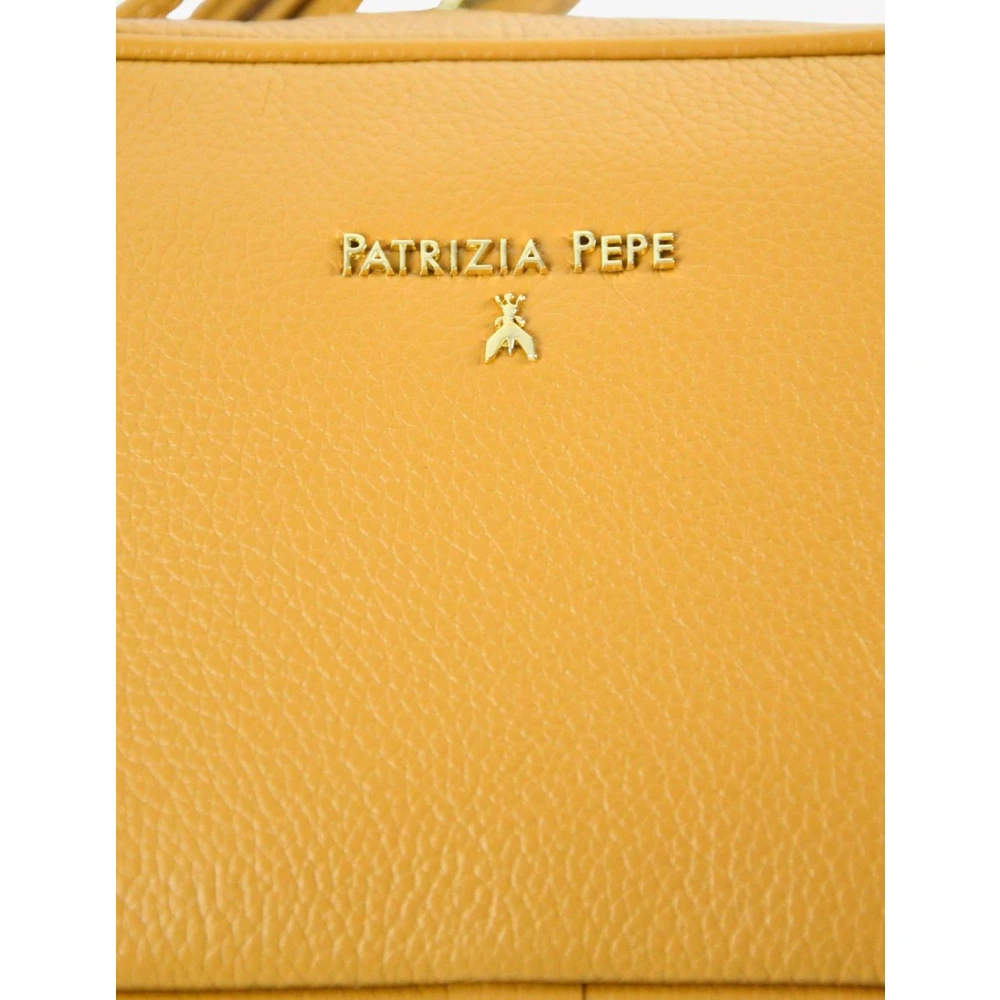 PATRIZIA PEPE Leren schoudertas met kettingriem Yellow Dames