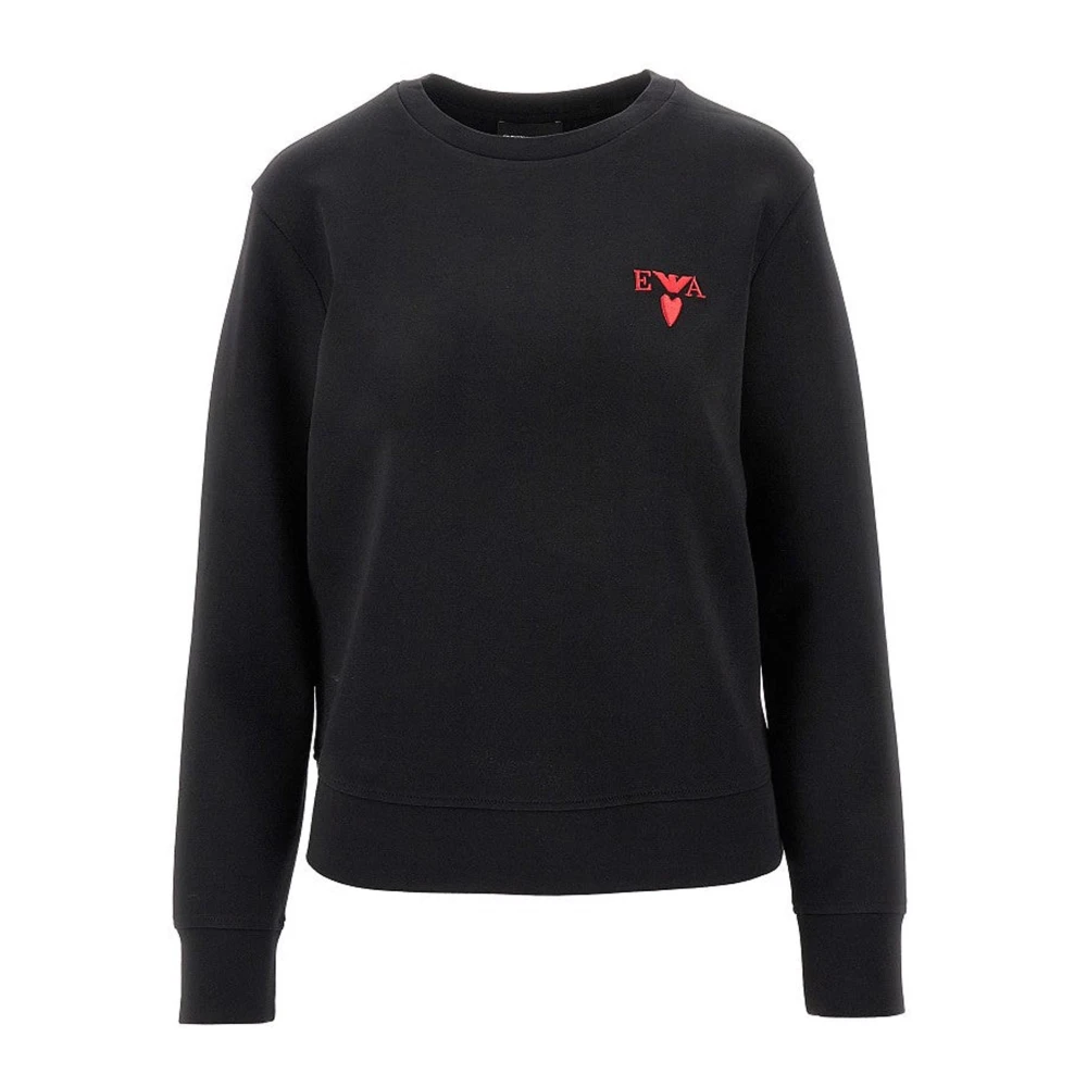 Emporio Armani Zwarte Logo Sweater Lange Mouw Black Dames