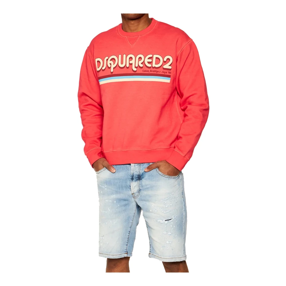 Dsquared2 Logo Sweatshirt Katoen Ronde Hals Mannen Pink Heren