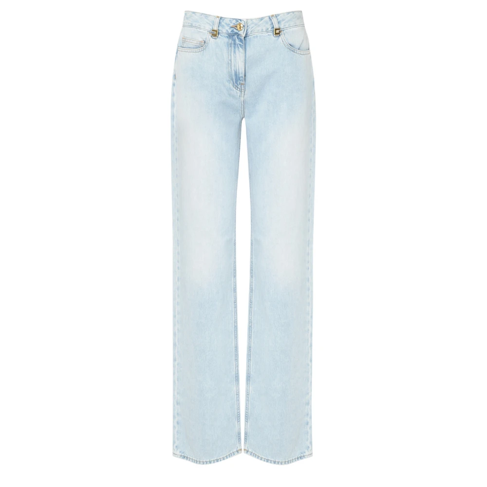 Elisabetta Franchi Blauwe Denim Palazzo Jeans met Juweeldetails Blue Dames