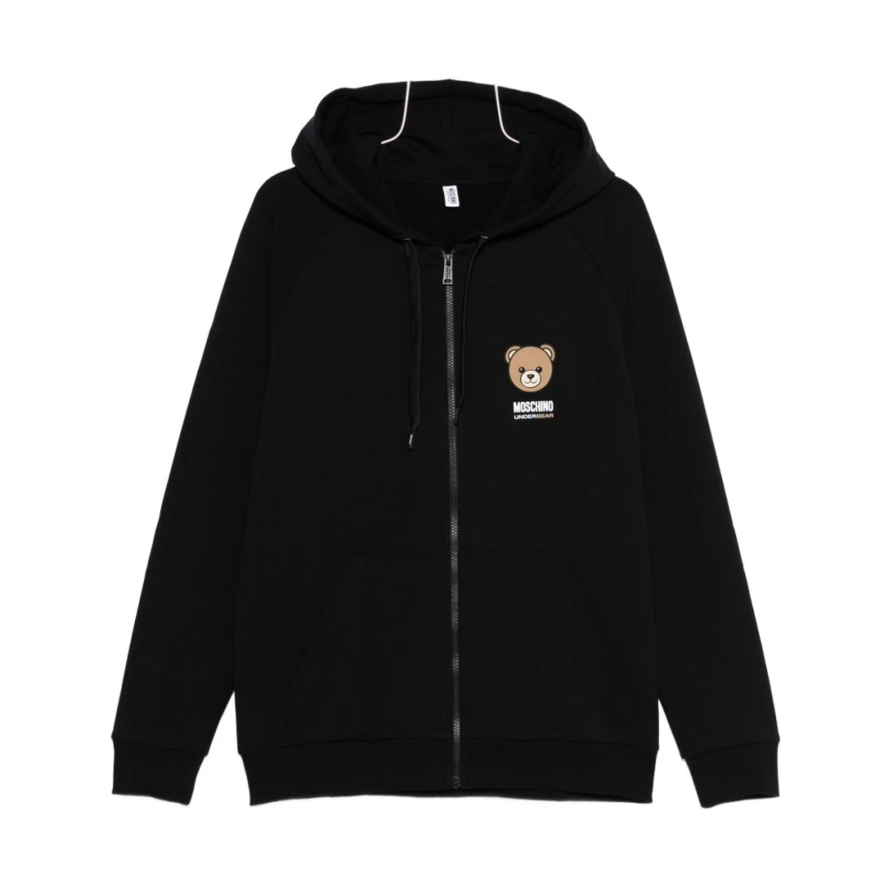 Moschino Men's Black Zip-Throughs, S, Stylish Sweatshirt For Aw25