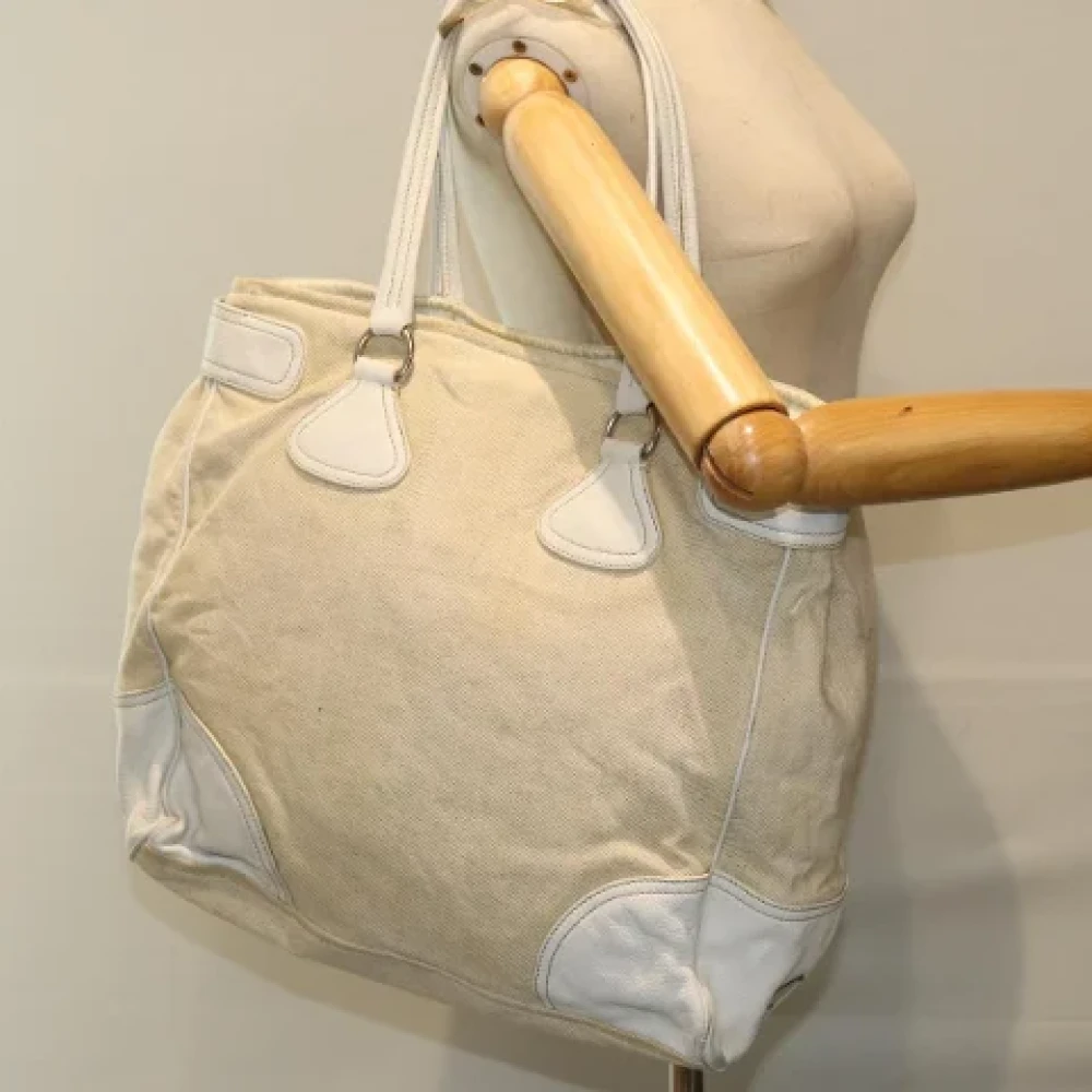 Prada Vintage Pre-owned Canvas prada-bags Beige Dames