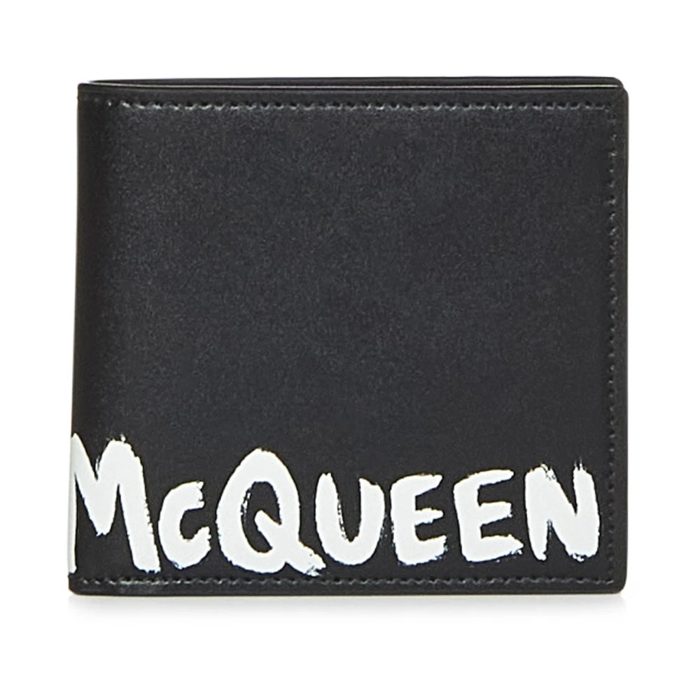 Alexander mcqueen Zwarte Bi-Fold Portemonnee met Graffiti Print Black Heren