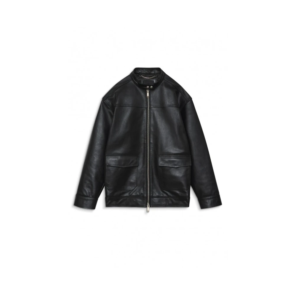 Anine Bing Zwarte Leren Jas Klassieke Stijl Black Dames