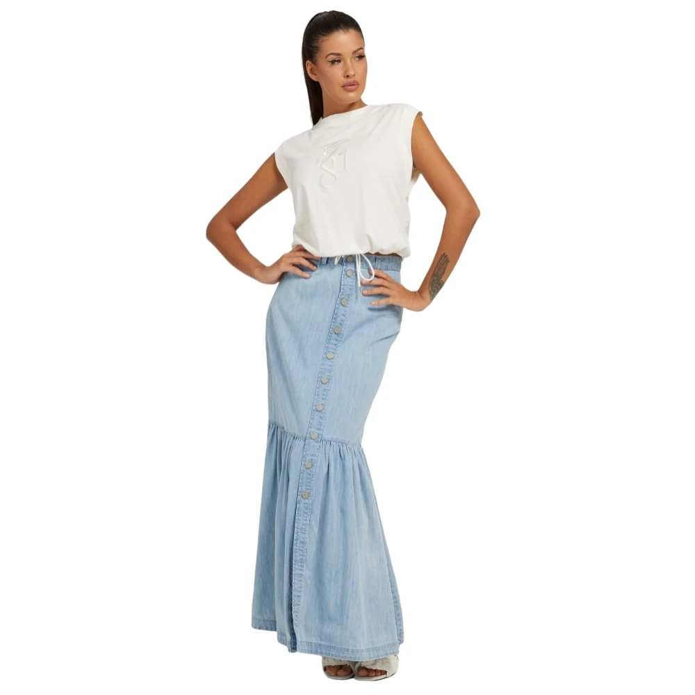 Guess Lange Rok Blue Dames